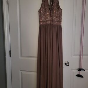 Sequined Halter Maxi Dress in Mauve